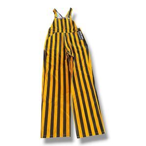 NWT Game Bibs Overalls Yellow Black Stripe Game Day Fan Cotton Sports Men’s Sz S